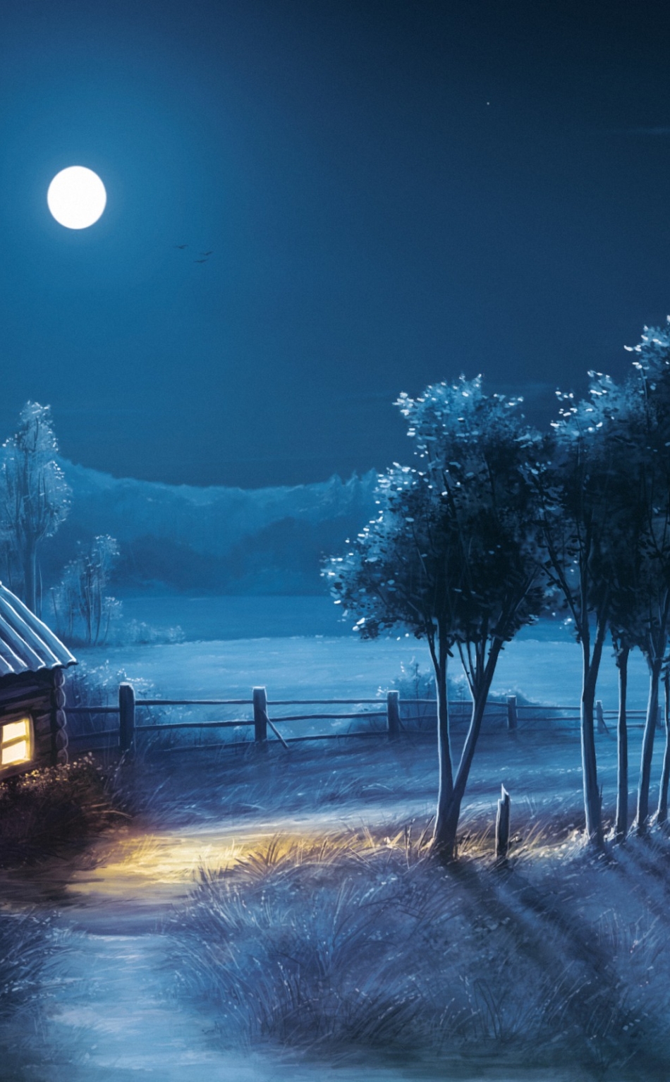 Landscape Night Moon Stars, Full HD 2K Wallpaper